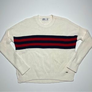 Hollister White Striped Long sleeve Knit Sweater | Size XS